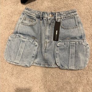 Fashion Nova Light Blue Denim Mini Skirt